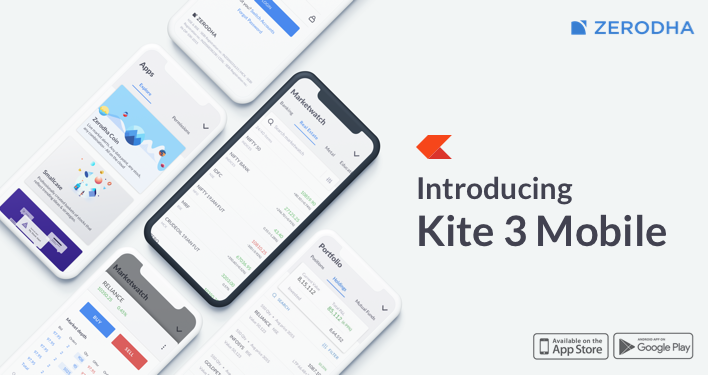 Screenshot of Zerodha Kite app interface displaying stock charts and trade options